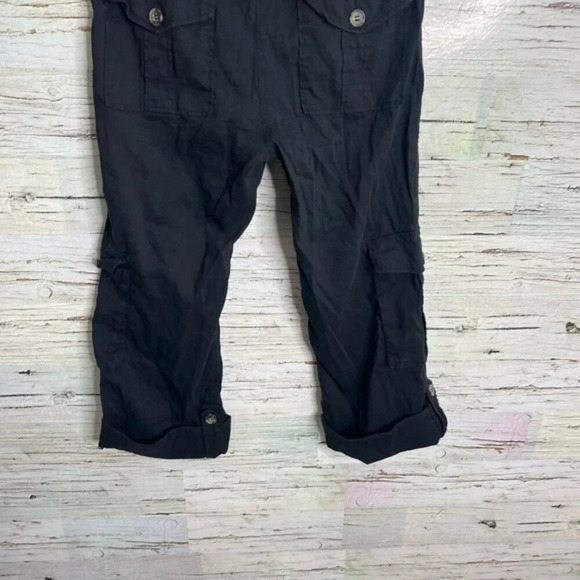 Theory Potter Cargo Pants black size 2 cropped linen - Picture 8 of 9